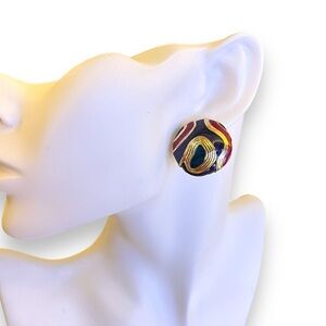 Vintage ‘Kerissa’ 80s Statement Power Multicolored Stud Earrings